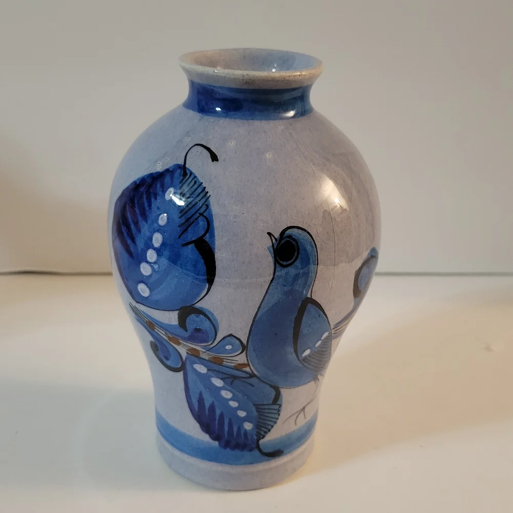 Tonala Mexican Pottery Vase Bird